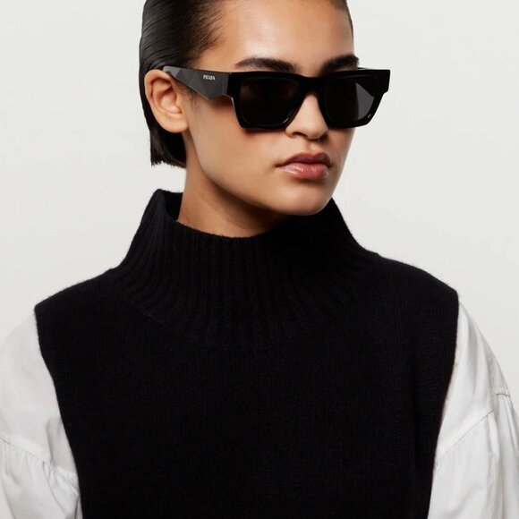 Prada Black Sunglasses with Dark Green Lenses main image 8